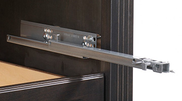 close up of drawer glides