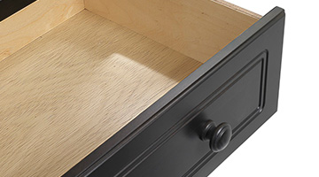 Close up of open dresser drawer