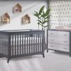 Metro Collection Baby Room with Crib and Dresser in Charcoal and White