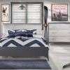 Metro Collection Bedroom with Double Bed and Dresser in Charcoal and White