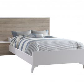 Metro Double Bed in White and Natural Oak