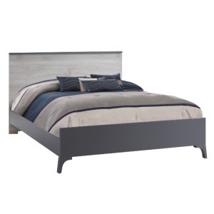 Metro Double Bed in White and Charcoal
