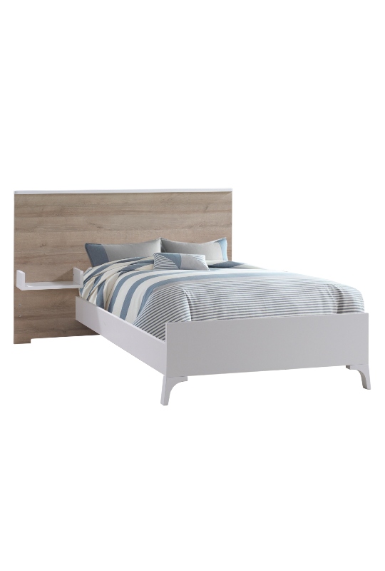 Metro Double Bed in White and Natural Oak