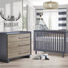 Urban Collection Baby Room with Crib and Dresser in Charcoal and Natural Oak