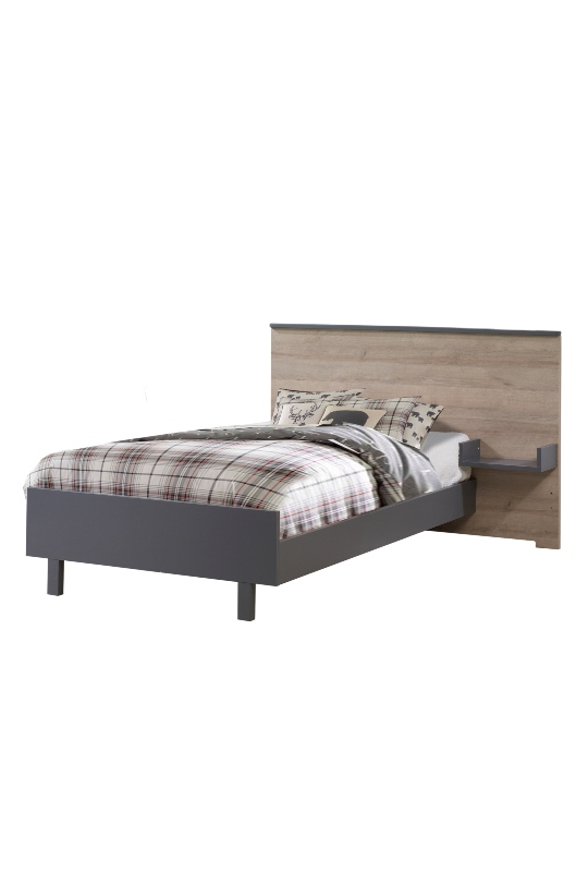 Urban Double Bed in Charcoal and Natural Oak