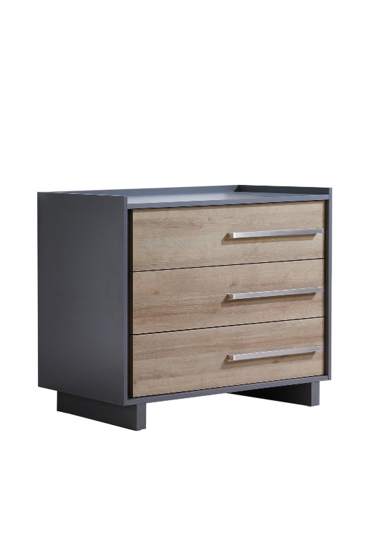 Urban 3 drawer dresser in charcoal with natural wood facades