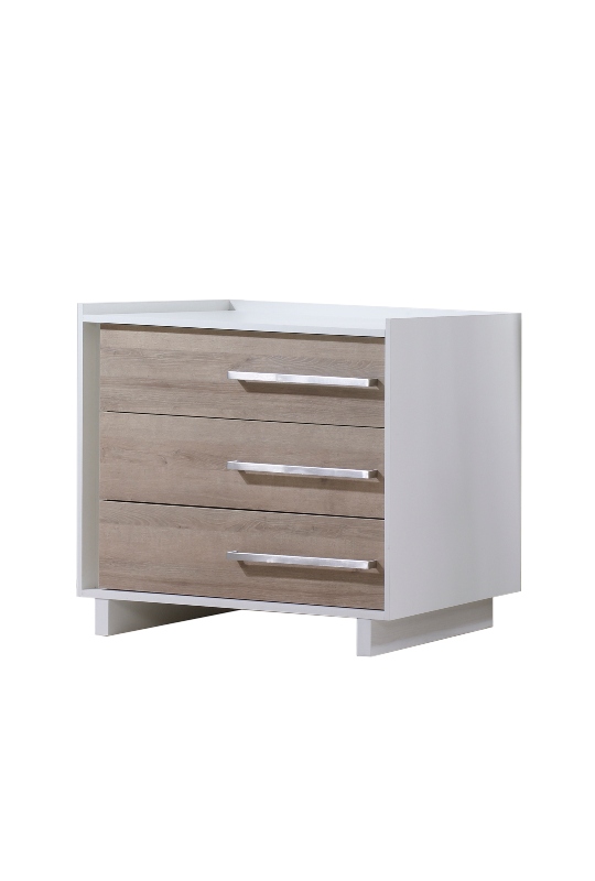 Urban 3 drawer dresser in white with natural wood facades