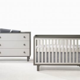 Bjorn Collection with Classic Crib and 3 Drawer Dresser in Latte/Taupe