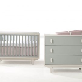 Tate Convertible Crib and 3 Drawer Dresser - XL in Latte/Sage