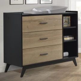 3 Drawer Dresser in Black Natural Oak