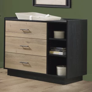 3 Drawer Dresser in Black Natural Oak