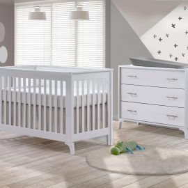 Metro Collection Baby Room with Crib and Dresser in White